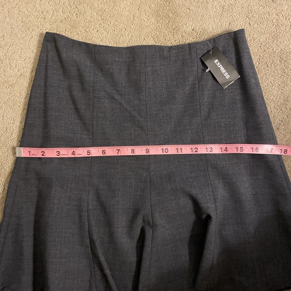 NWT EXPRESS MINI FLARED SKIRT GRAY LINED BACK ZIPPER WOOL SPANDEX SIZE 2 - Picture 8 of 14